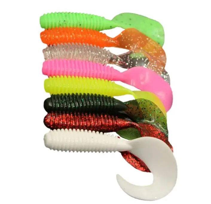 WeiHe 5cm/6cm/7cm 9colors Soft Rubber Bait Fishing Lure Jig Wobbler Soft Worm Curl Worm Soft Lure Bass  Long Tail Swimbait