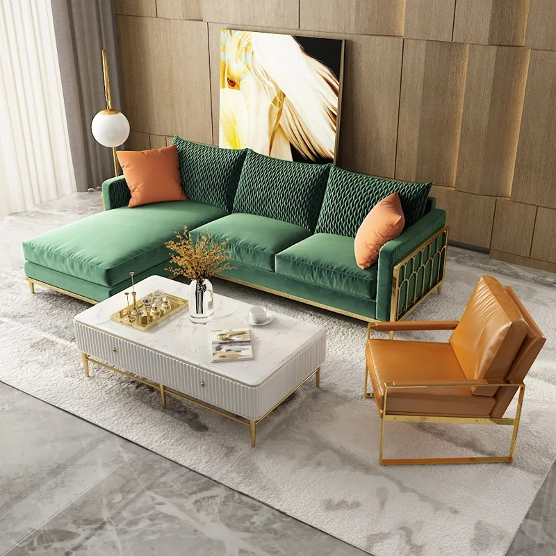 Modern Design Simple Sofa Combination Living Room Furniture Light Luxury Sofa Corner Sofa