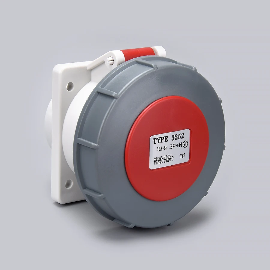 220-415V 32A 3P+N+E 5Pin Waterproof IP67 Industrial Plug and Socket Concealed Wall Sockets for UK US EU AU Standards