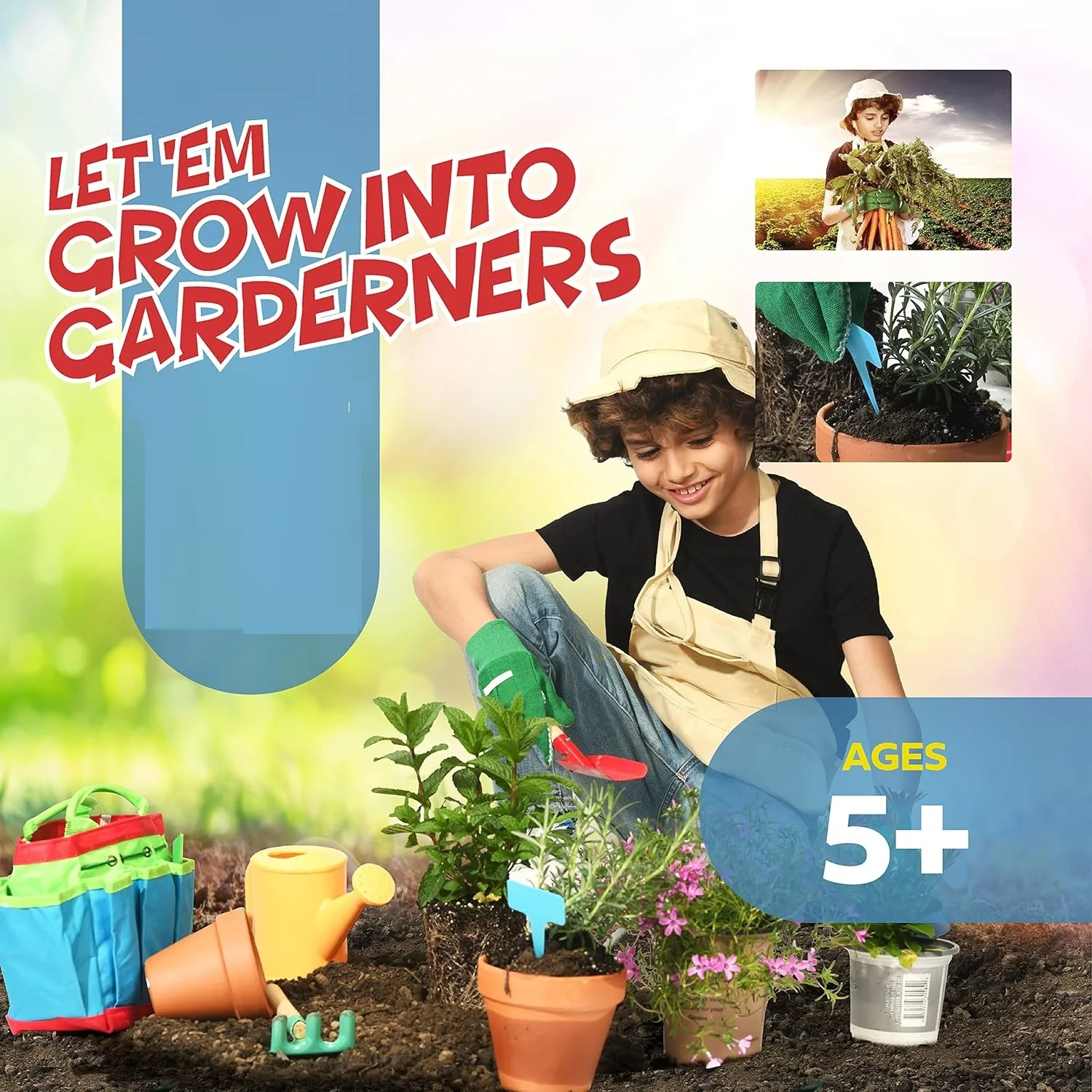 kids garden tools set hand tools and equipment kit with kids apron gloves shovel fork rake mini garden Kids Garden Toy