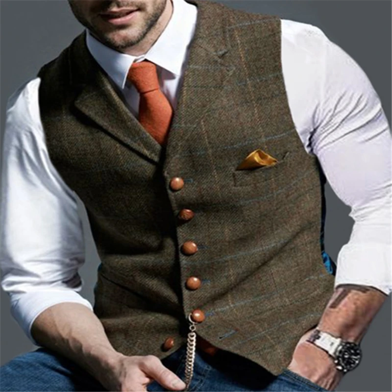 
Однобортный повседневный мужской жилет с лацканами и индивидуальным логотипом 