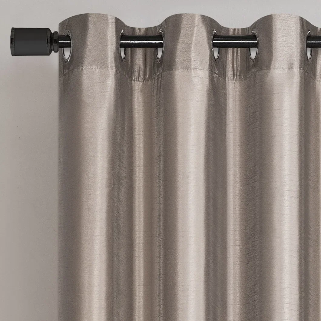 Solid Color 100GSM Faux Silk Curtain Cheap Ready Made Window Curtains