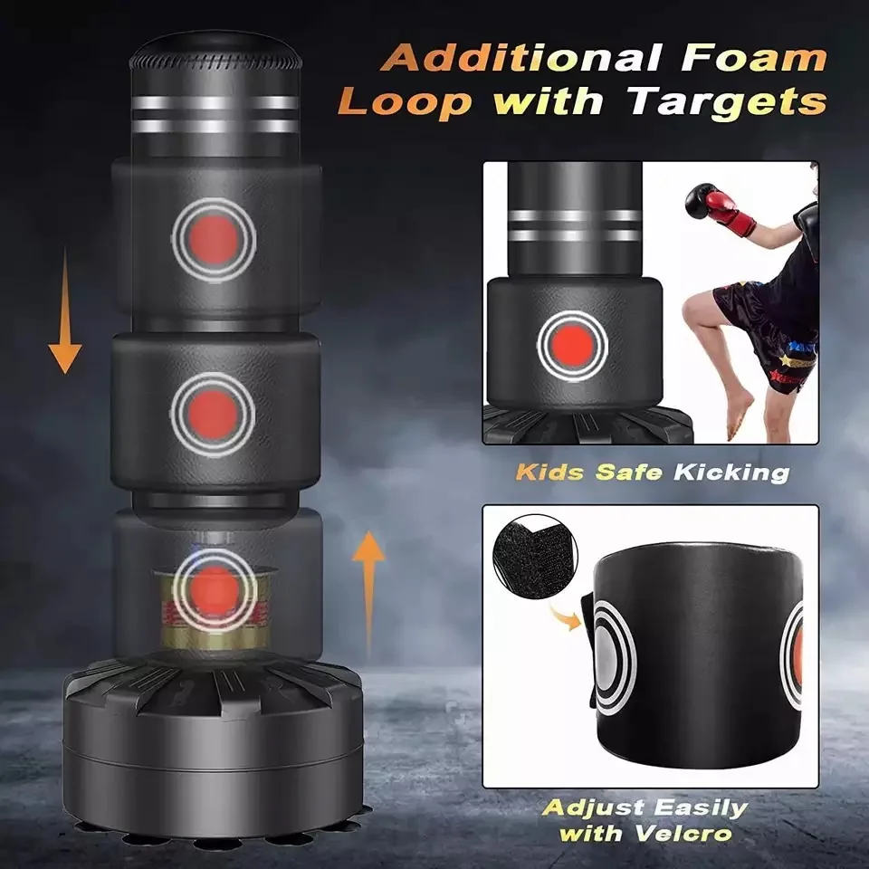 Custom Professional Freestanding Springs Kick Boxing Equipment Free Standing Boxing Punching Bag With Protector