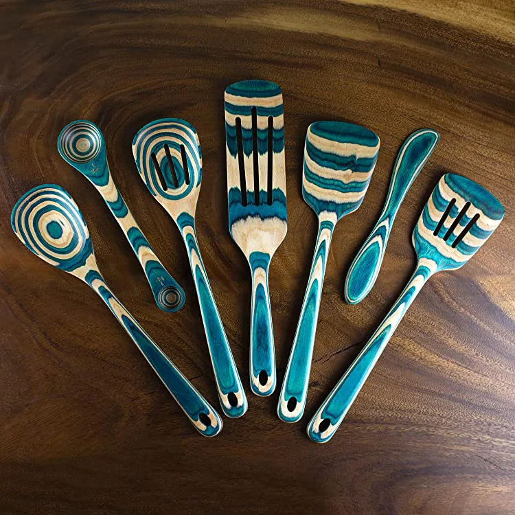 
Wholesale Amazon Top seller 7Pcs Bamboo Wood Cookware Set Nonstick Kitchen Utensils Set For Cooking 