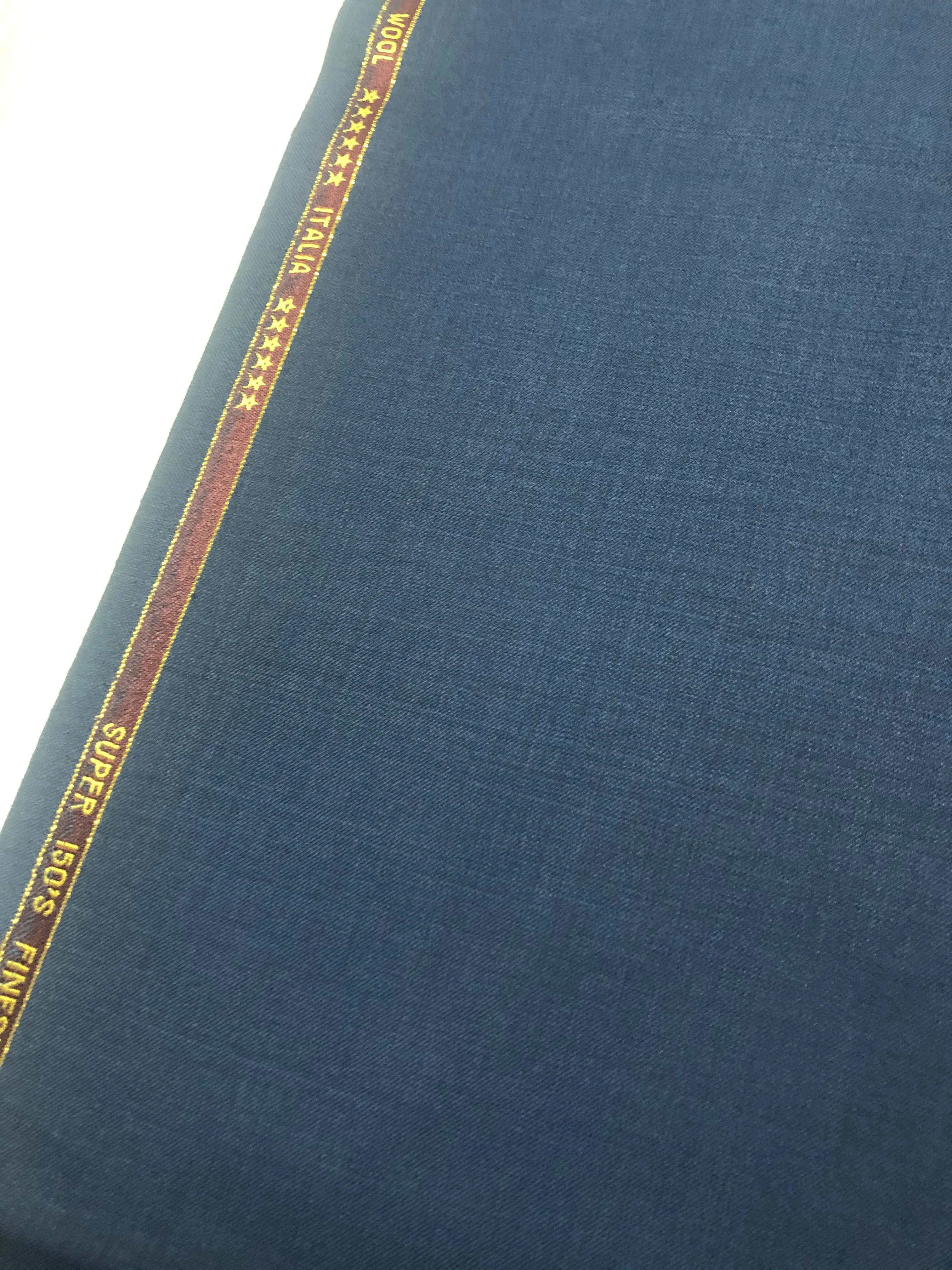 Solid navy Worsted Wool Blend Suit Fabric for ready to ship