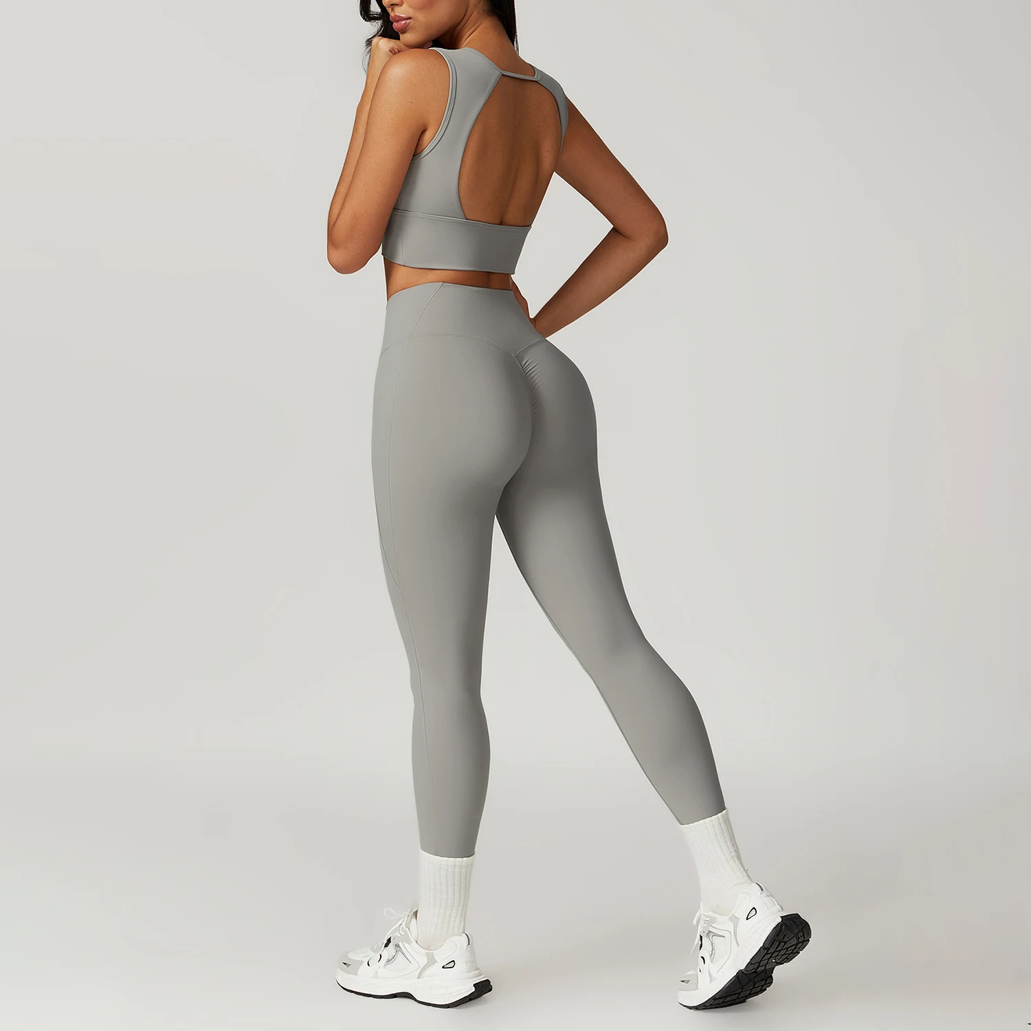 Wholesale AL O Nylon  Hollow Back Sports Bra Sets Gym Leggings Yoga Pants 2 Pieces Gym Fitness Sets For Women