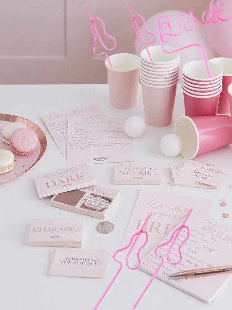 10pcs Love toy adult straw fun toy adult joke bar disco wedding party glowing penis straw in pink Willie straw