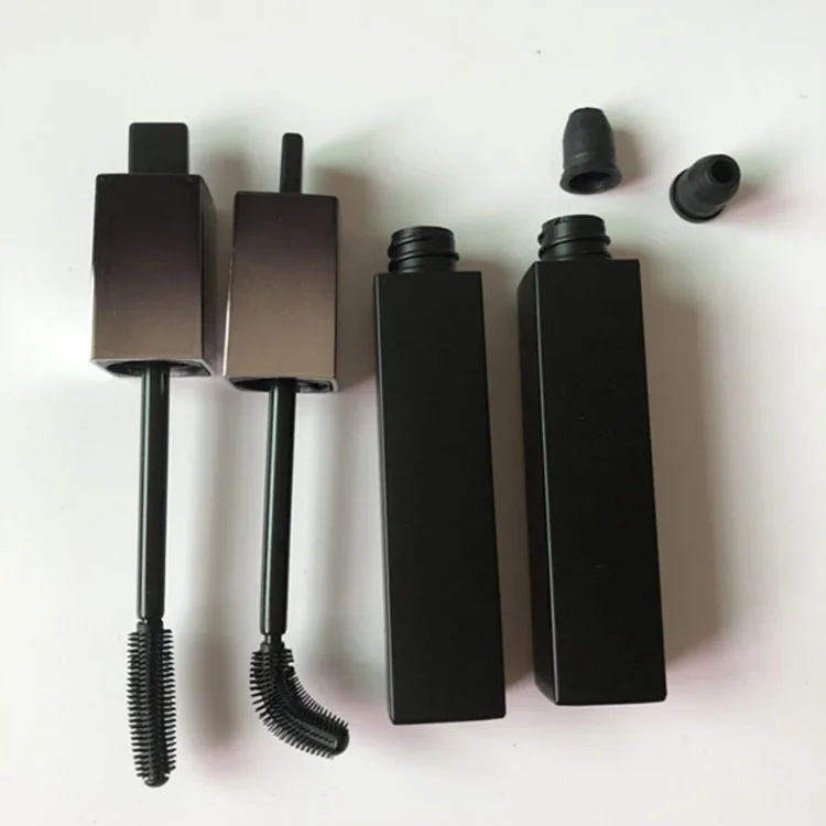 Square empty mascara tubes packaging with curved brush can be rotated tubing mascara wands tube with silicone head eyelash tube