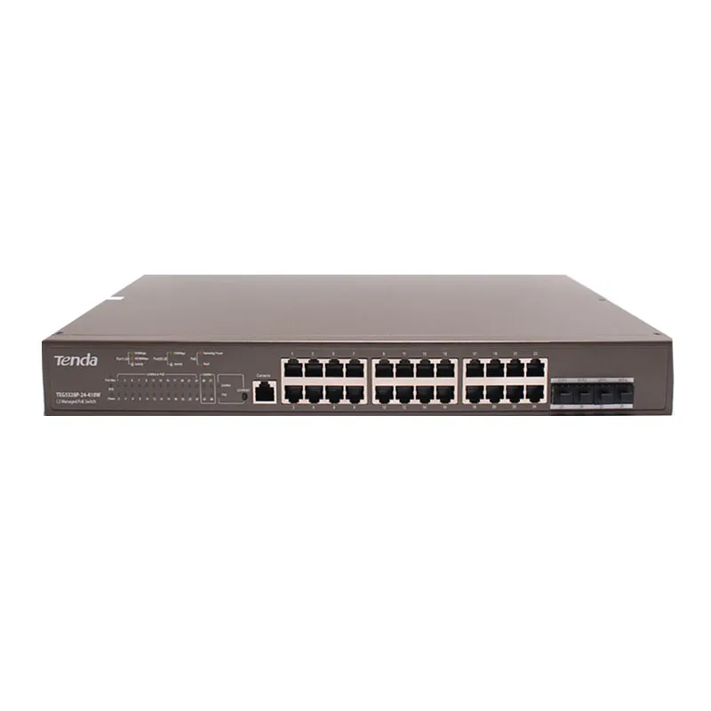 Tenda TEG5328P-24-410W L3 Managed PoE Switch 24 ports 4*1000mbps SFP PoE power 370W 802.1Q VLAN gigabit  POE switch