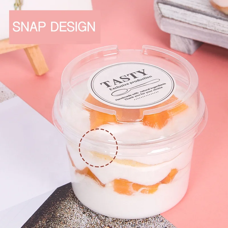 250ml Transparent Cake Box Disposable PET Plastic Soy Milk Baking Packaging Boxes