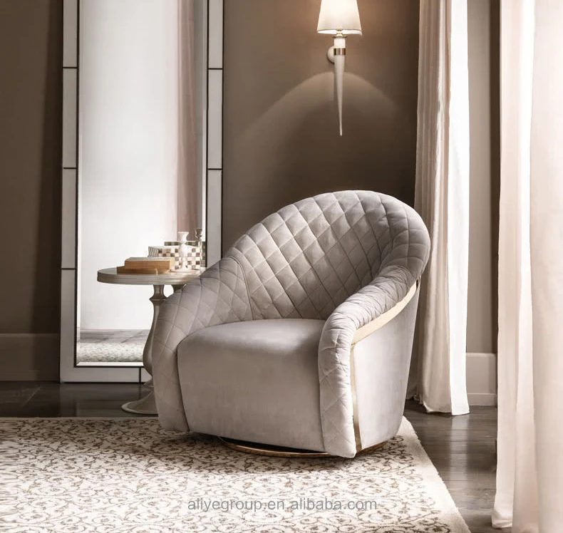 Modern style sectional italy design living room single seater leather sofa, luxury high end velvet arm chair for villa