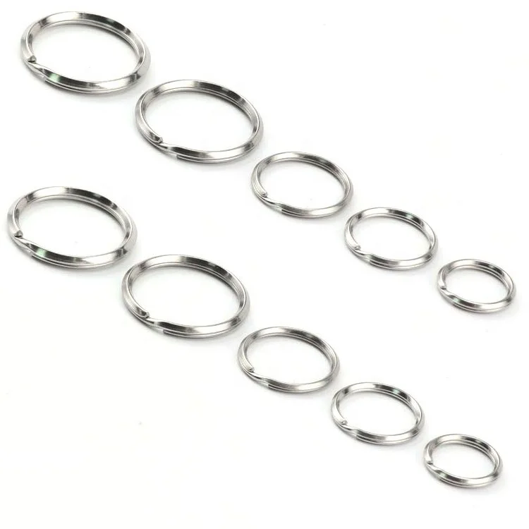 stainless steel/iron DIY keyring high polished metal split ring flat style key chain