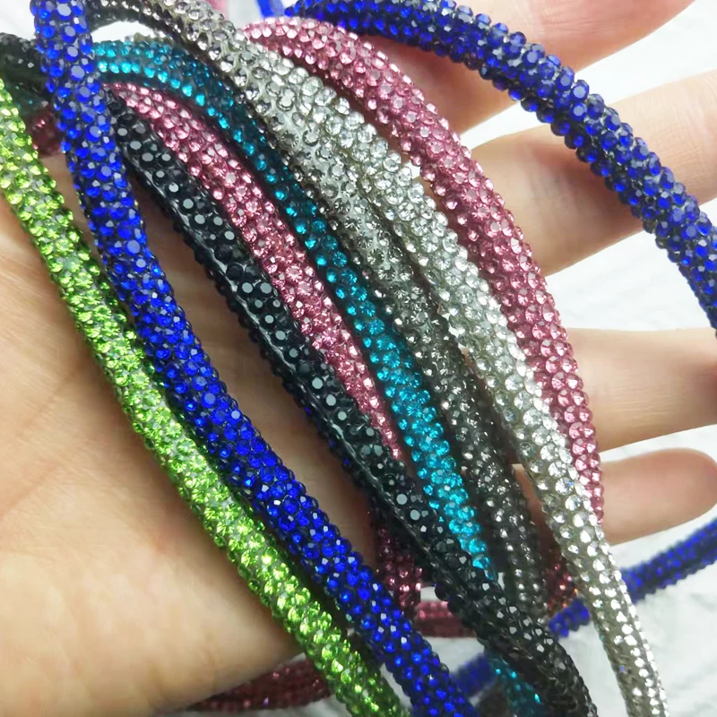 6mm Glittering Rhinestones Rope Colorful Tube Cord Crystal Rope Trimming For DIY Party Decoration Wedding