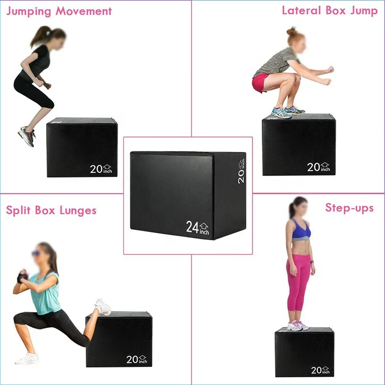 fitness 3 in 1 foam plyo plyometric  jumping box soft custom logo