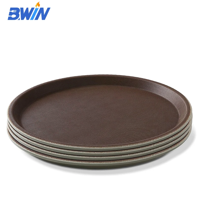 35cm / 13.75 inch Round Serving Trays for Restaurant Non Slip Plastic Fast Food Tray