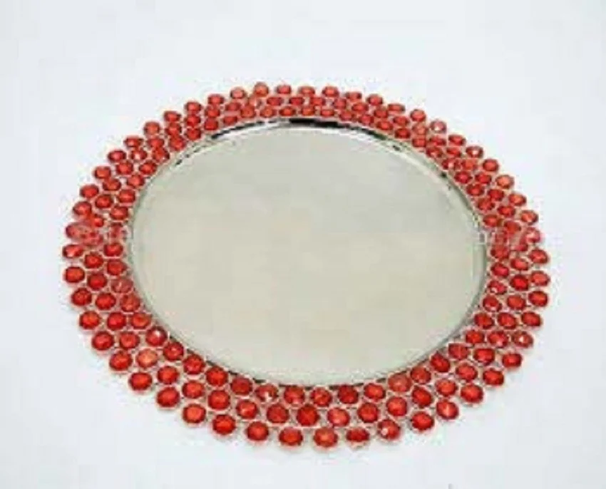 Серебряная стеклянная бусина зарядное устройство пластина с красным кристаллом оптовая продажа
