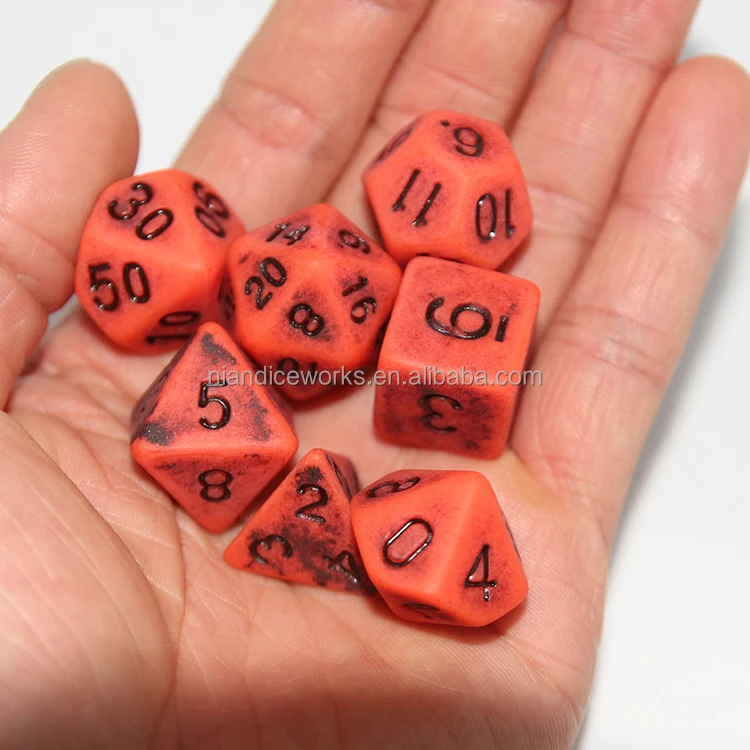 polyhedral dungeons and dragons custom dnd dice set bulk red old plastic dice