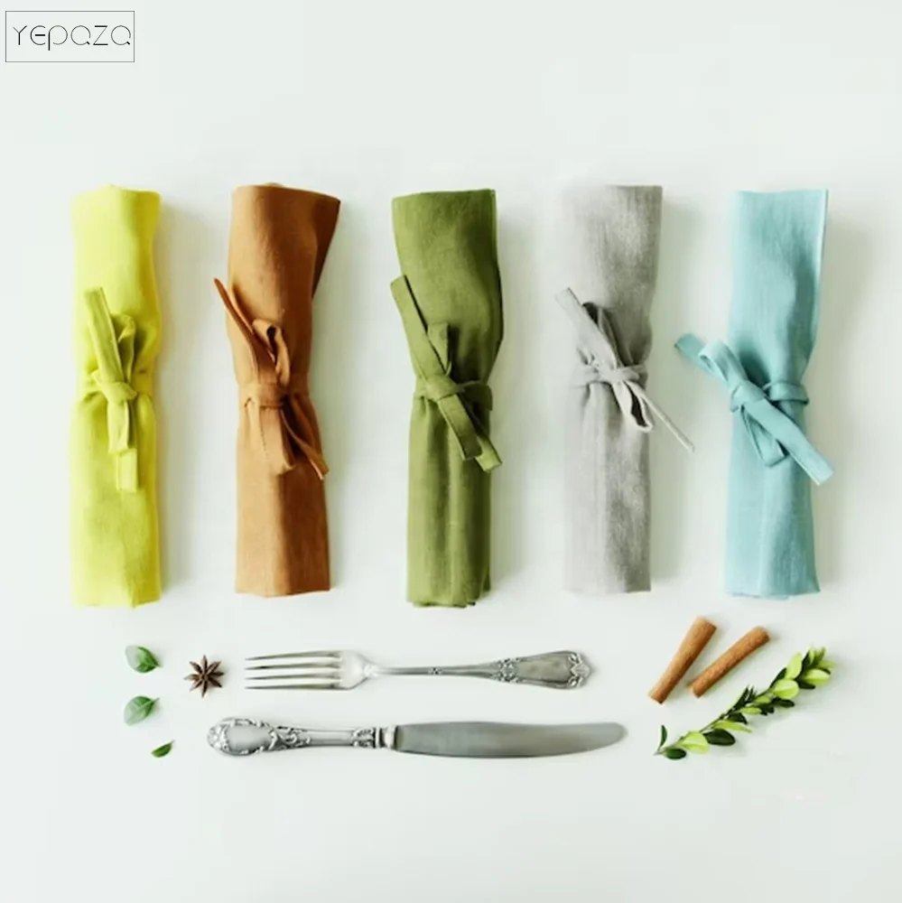 Reusable Utensil Holder Bag Linen Cutlery Roll Picnic Wrap Case