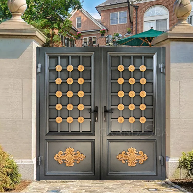 House Use Commercial Doors Customize Wrought Iron Gate Front