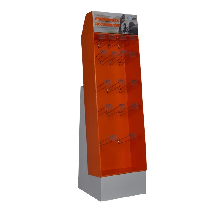 Retail Cardboard Shelf Display Rack POS Floor Cardboard Display Stand With Hook