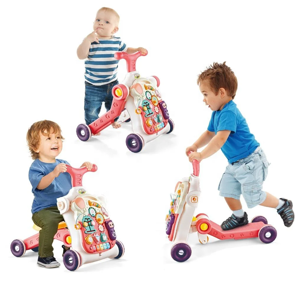 new 5 in1 Multifunctional Upgraded Push and Pull Toy Activity Table Board Stroller Scooter Baby Walker 2024 with Wheels