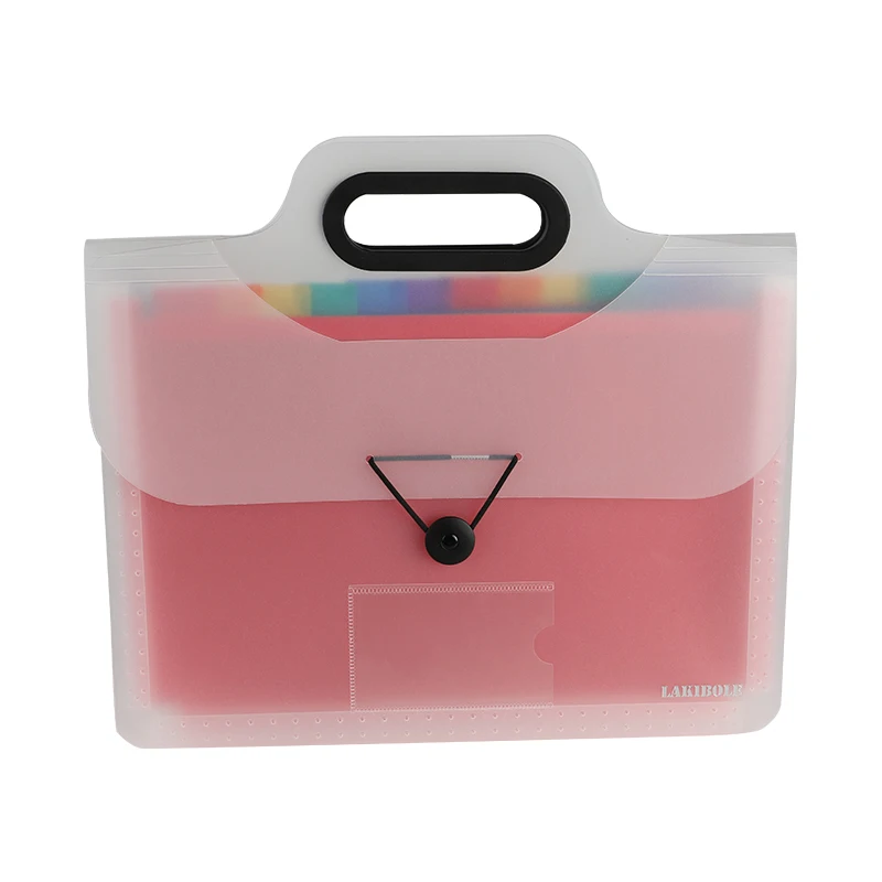 12-pocket waterproof file storage bag colorful plastic multi-layer folder with handle