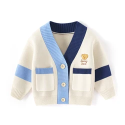 2023 NEW wholesale OEM Anti-pilling cotton baby cardigan blue boy Sweater for Toddler Children