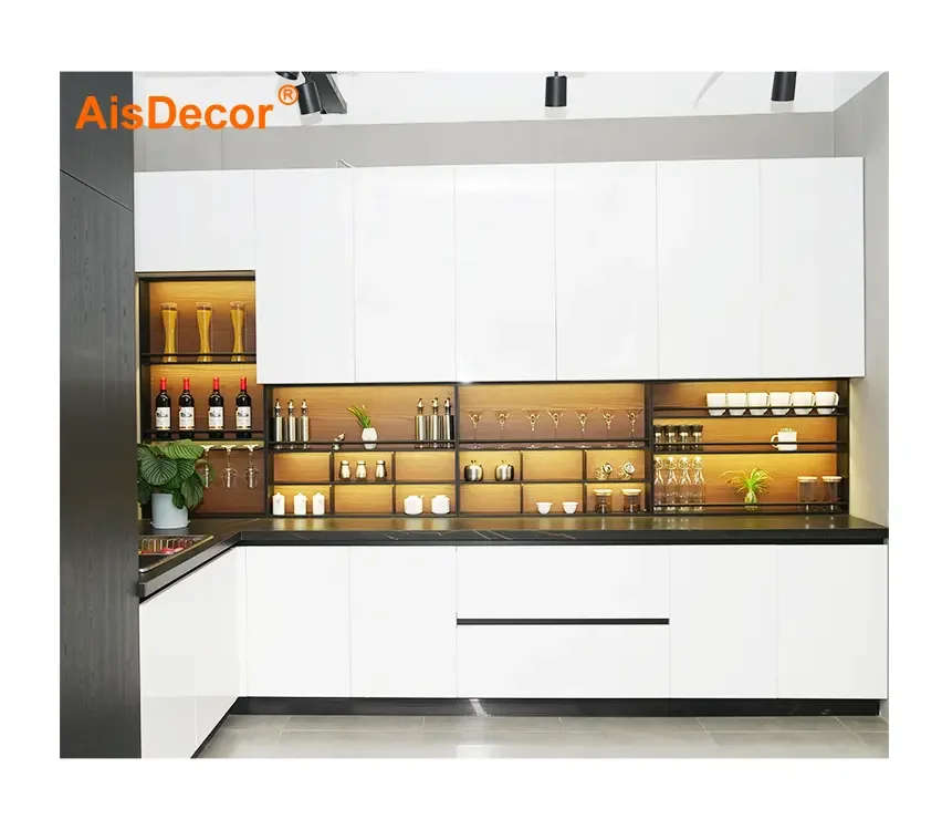 Manufacturer cheap price home decor white modern lacquer kitchen cabinet