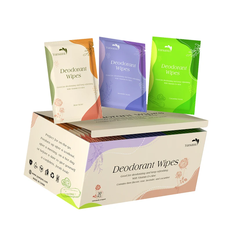 Custom Antiperspirant Deodorant Wipes Eco-Friendly Biodegradable Disposable Wipes Individually Wrapped Single wet wipes  Pack