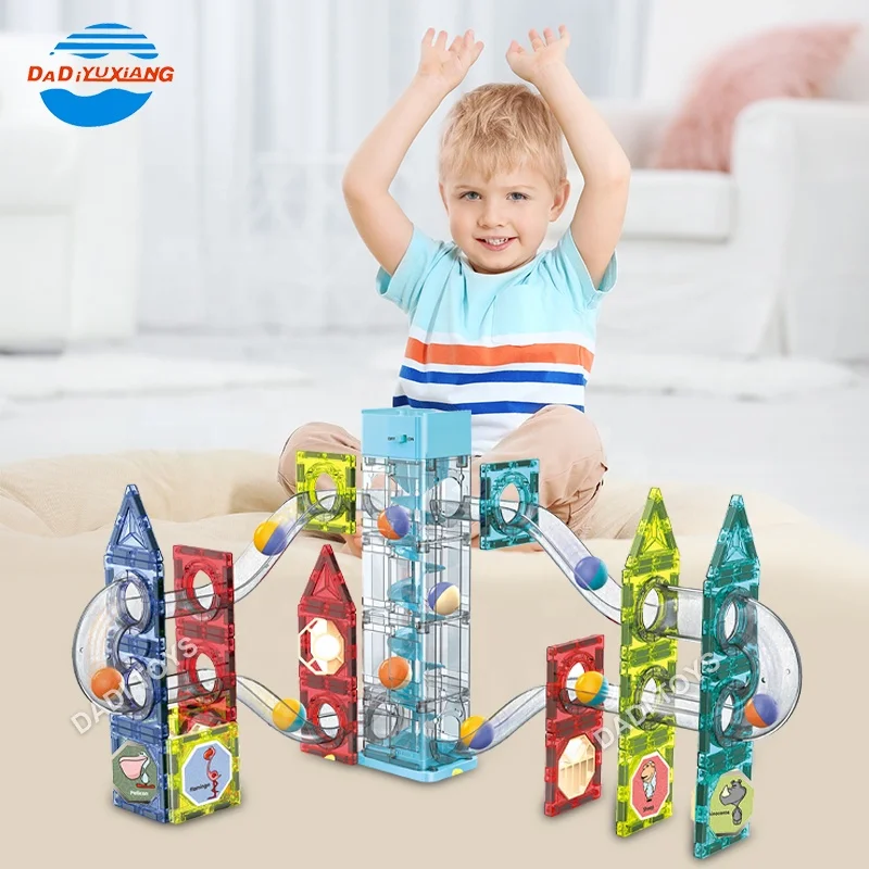 Hot Selling Plastic Advanced Technical Plastic Building Block For Kids,Stem Electronic Light Roll Ball  Magnetic Block Sticks