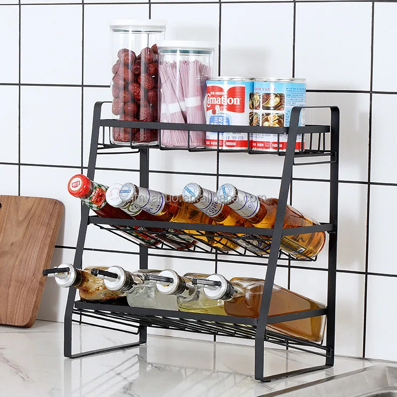 Kitchen Accessories 3-Tier Anti Skidding Kitchen Countertop Storage Rack