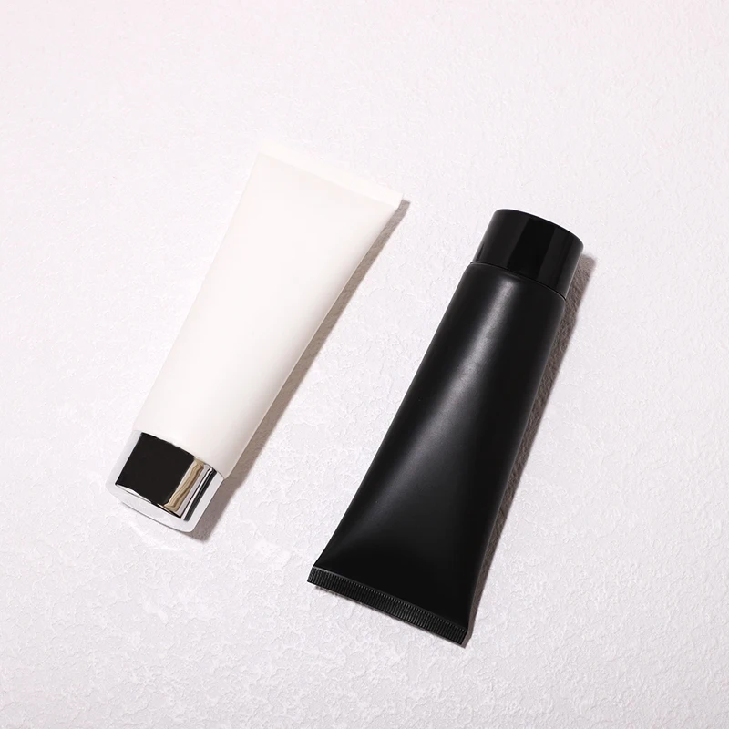 Eco Friendly Wholesale Empty white black 100 ml Simple Plastic Tube serum skincare Sunscreen Cream Squeeze Soft Tubes