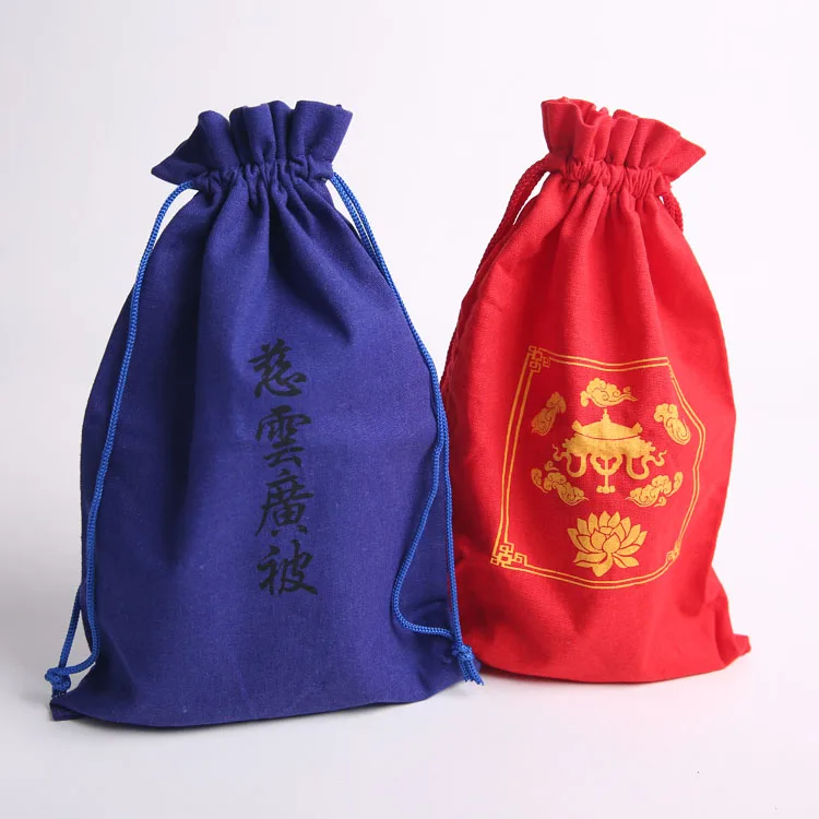 Wholesale custom logo canvas travel cosmetic drawstring bag canvas travel bag