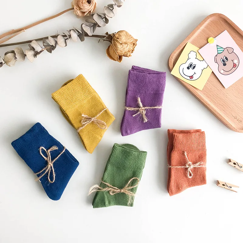 Детские Базовые носки Bonypony разных цветов на возраст 1-12 лет, Детские бесшовные цветные носки из чесаного хлопка, Чжэцзян