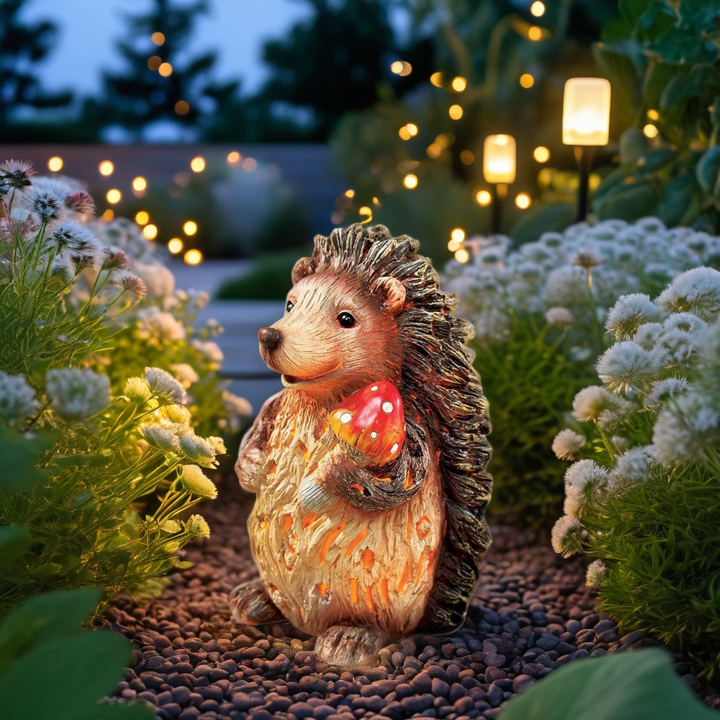 Садовая лампа с ежом деревянная полимерная батарея источник питания светодиодная Солнечная