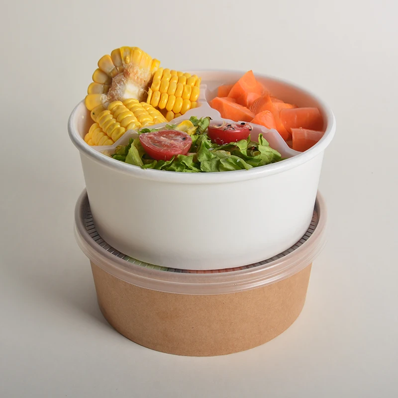 New Arrival 6 8 12Oz Take Out Kraft Paper Bowl Lid Container Noodle Packaging Custom Disposable Biodegradable Soup Cup