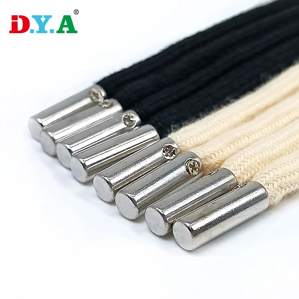 Custom Nylon Polyester Drawstring Cord Twisted Cotton Cord With Metal Tips