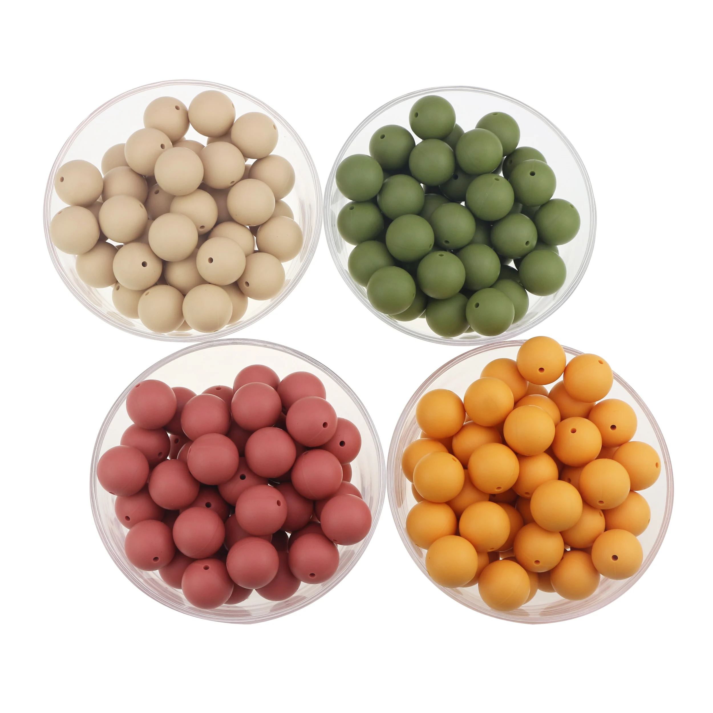 New Wholesale Low Price Necklace Teething Printed Round Beads Baby 15MM Silicone Beads