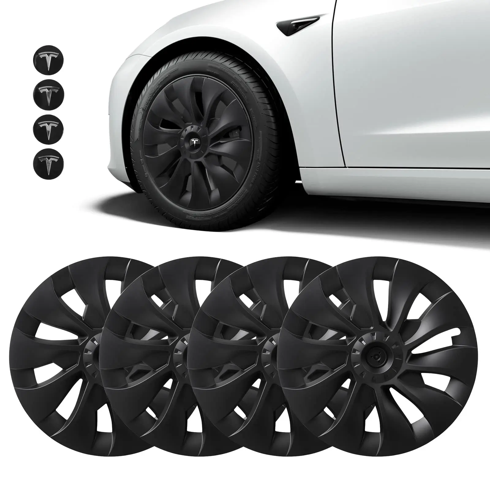 Carbon Fiber Steering Wheel Covers Tesla Model Y ABS Wheel Cover 19 Inch Model 3