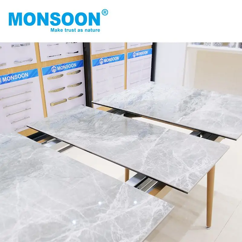 Furniture Hardware multi section under synchronous table slide mechanism lift up down automatic soft close dining table slide