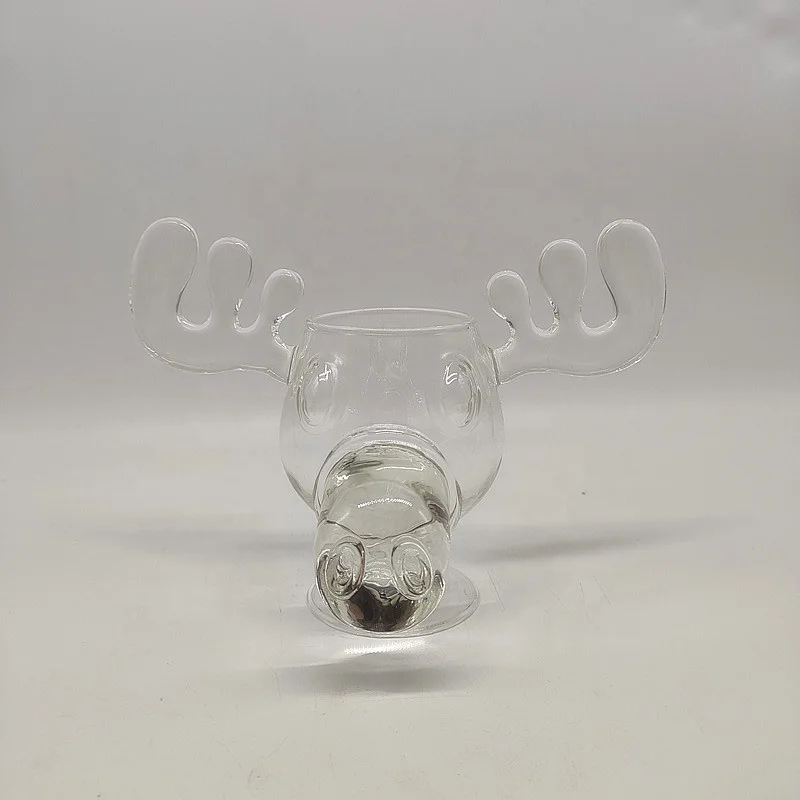 New arrival  glass moose mugs for Christmas moose glass cup