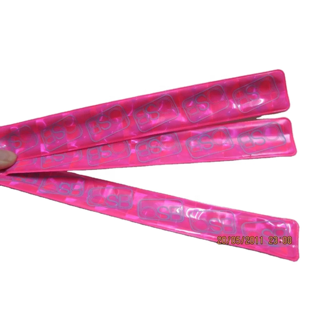 Hot Selling Pink Reflective Slap PVC Reflex Band Slap PVC Wrist Band Slap Bands Night Running Reflective BraceletsSafety Armband