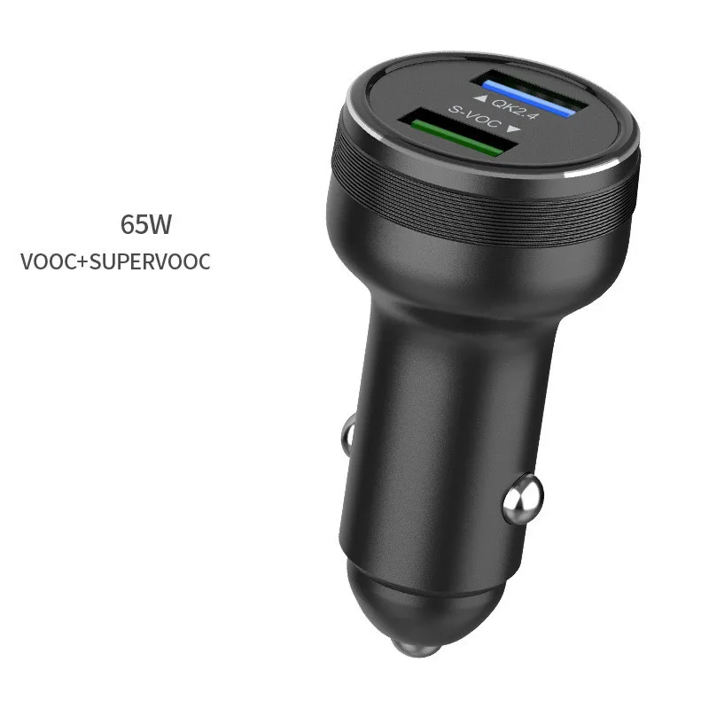 65W fast charger  Portable Electric Dual Usb  car charger for OPPO HUAWEI SuperVOOC Car Charger