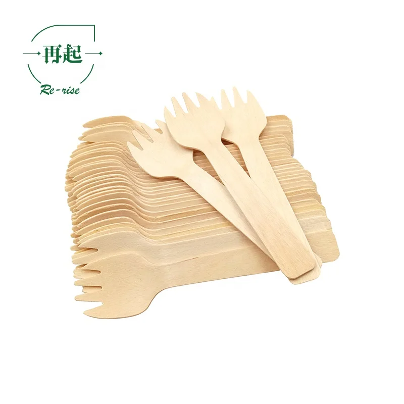 PRICE NEGOTIABLE 105mm or 10.5 cm  Mini Small Disposable Birch Wood Wooden Fork