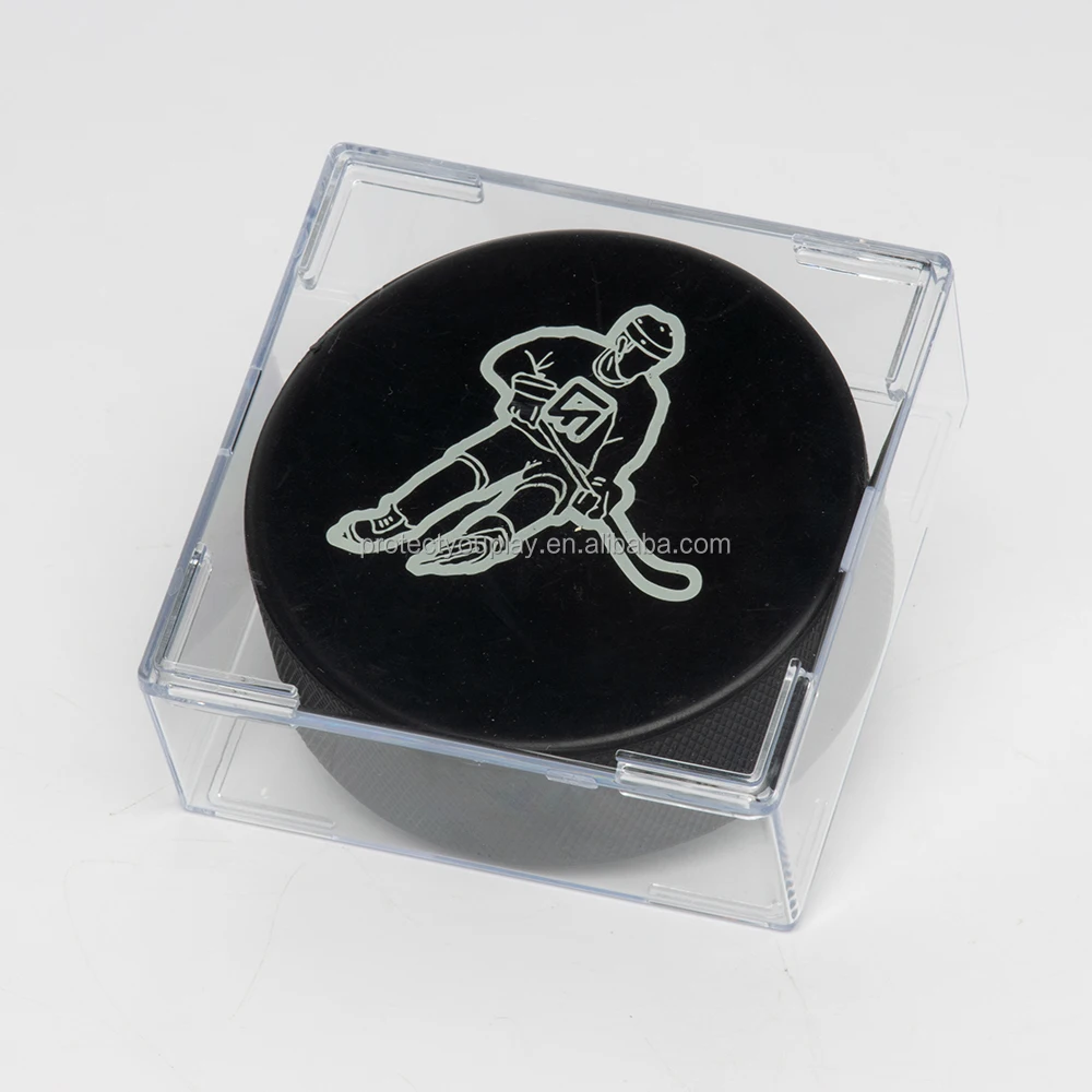 Hockey Puck Display Case Cube Square Holder UV Protection (99%)
