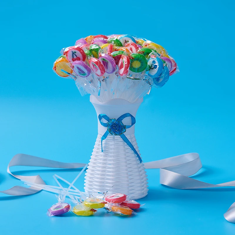 Bouquet of sweets long stick lollipops charm custom lollipop  candy bouquets