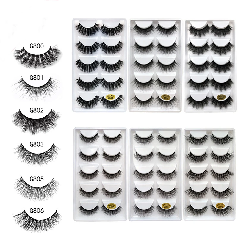 5 pairs eye lash set Natural eyelashes long thick extensions reusable 3D false eyelashes G800 G801 G802 G803 G804 G805 eyelash