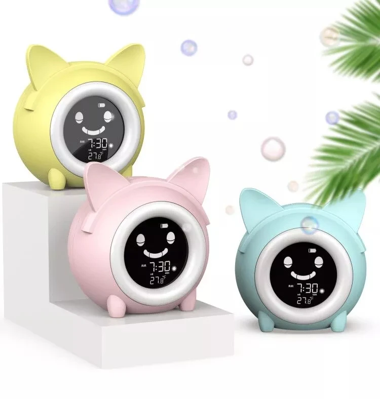 Drop Shipment Desk Digital Alarm Clock Night Lamp Cute Table Kids Sleep Sound Machine Lights Alarm Clocks