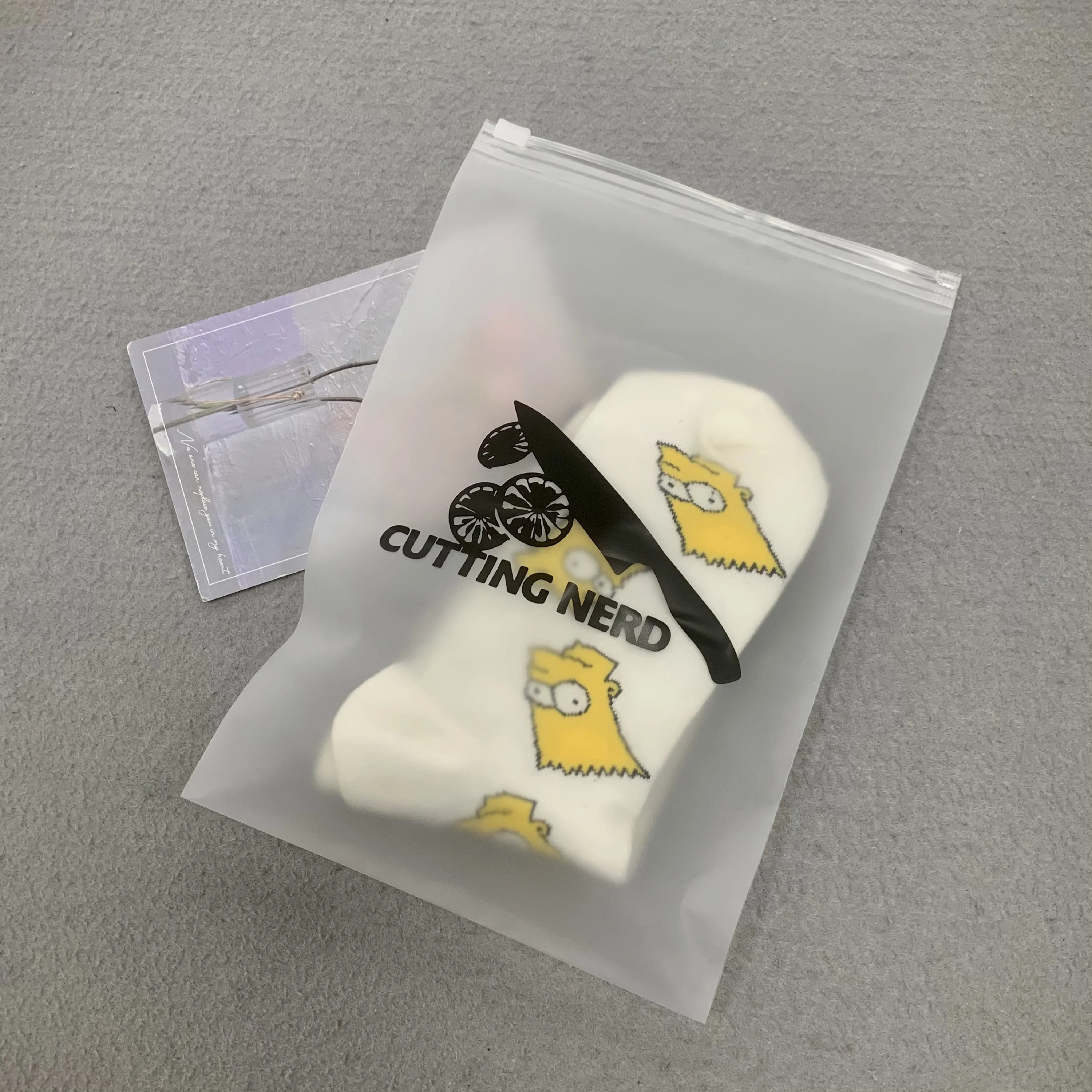 Wholesale evening dresses custom clothing frosted zipper bags custom zipper bag sock packaging ziplock bag