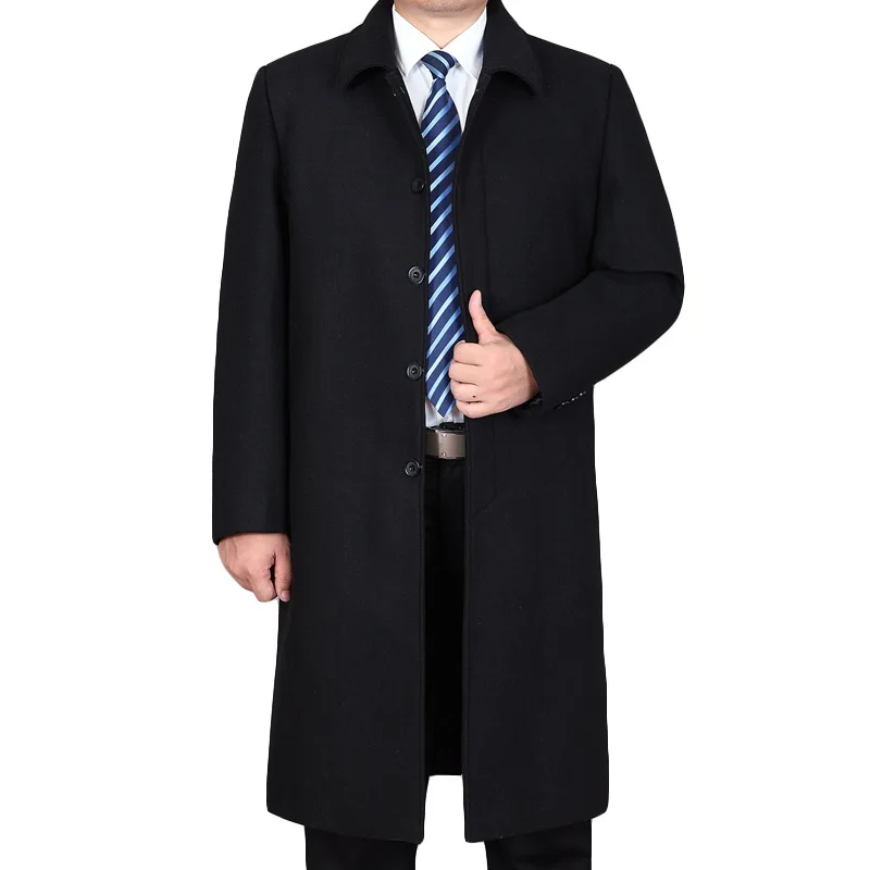 Classic lapel coat single-breasted long formal overcoat for man